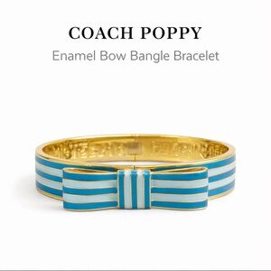 COACH Poppy Turquoise Enamel Bow Bangle Bracelet